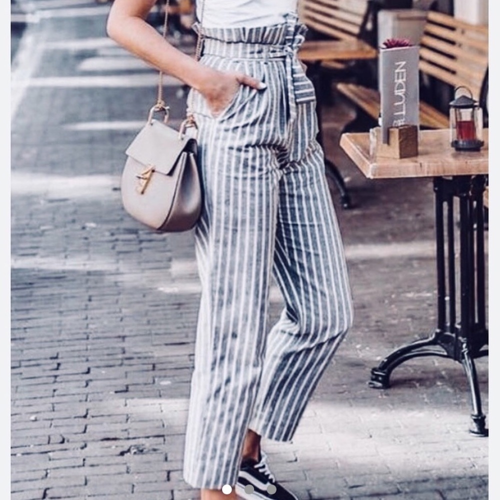 Striped paperbag pants